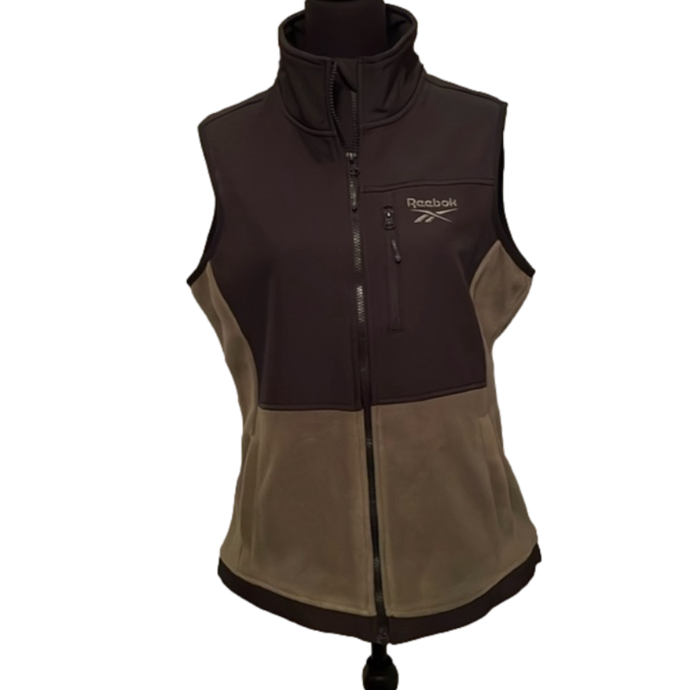 NWT REEBOK FLEECE VEST BLACK AND GREEN SIZE L
